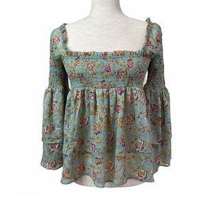 Free People Golden Age Printed Boho Tiered Top